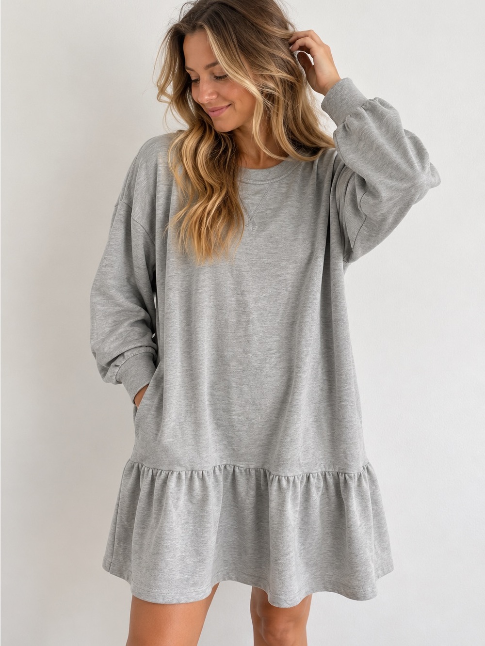 Smash & Tess Long Sleeve Ruffle Hem Dress